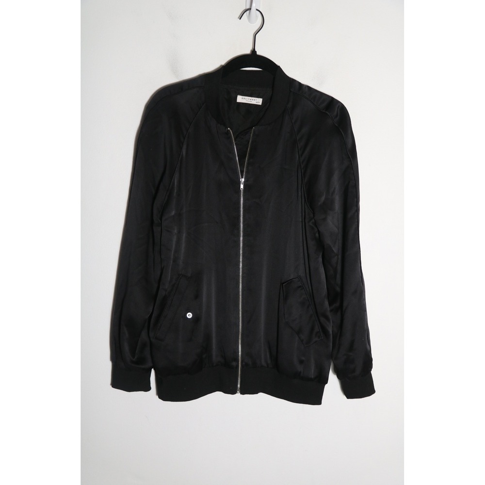 Equipment 100% Silk Black Bomber Jacket Womens XS Zip Up Minimalist Quiet Luxury